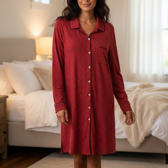 Vineyard Vines Red Women's Pajama Shirt - Picture 1 of 9